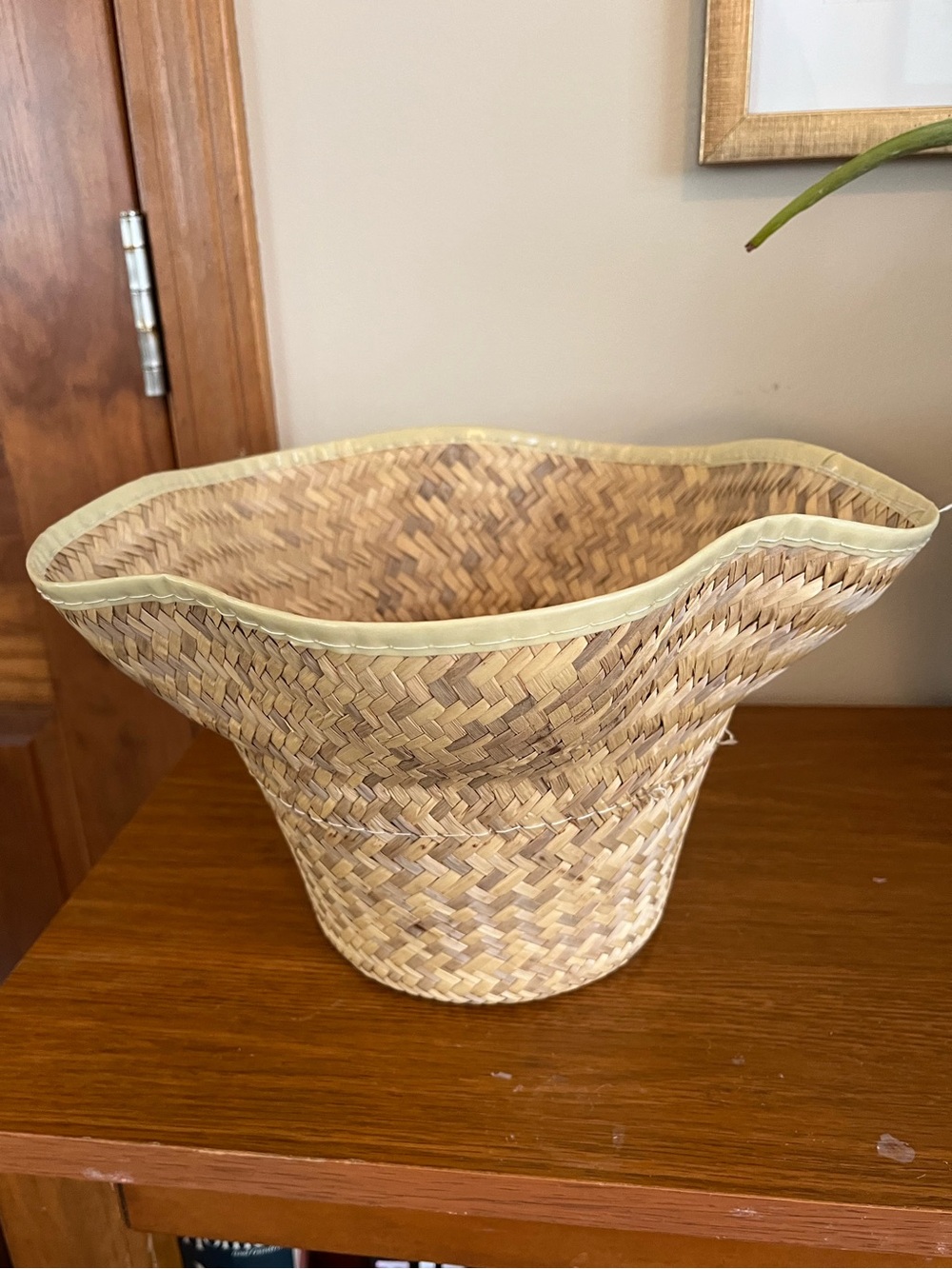 Woven Straw Decorative Basket - Natural Beige
